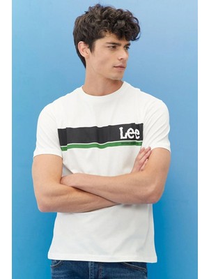 Lee Regular Fit Normal Kesim %100 Pamuk Bisiklet Yaka Sarı Tişört
