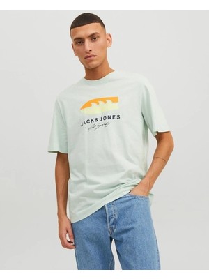 Jack & Jones Jortulum Logo Tee Ss Crew Neck Ln Beyaz Erkek T-shirt 12234214-Pale