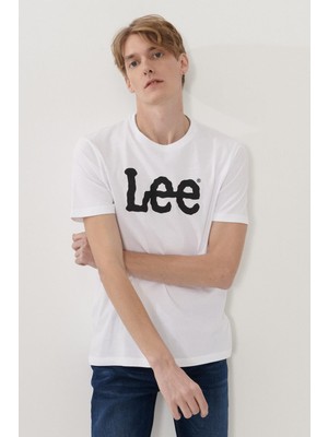 Lee Lightweight SS Wobbly Log Beyaz Erkek Kısa Kol T-Shirt