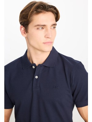 Lee %100 Pamuk Regular Fit Normal Kesim Lacivert Polo Yaka Tişört