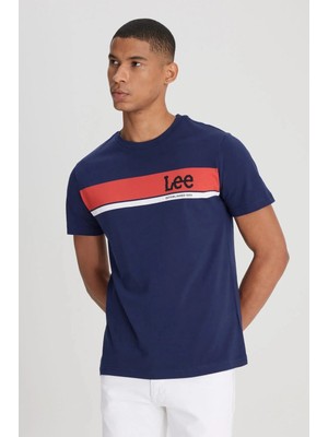 Lee Regular Fit Normal Kesim %100 Pamuk Bisiklet Yaka Sarı Tişört