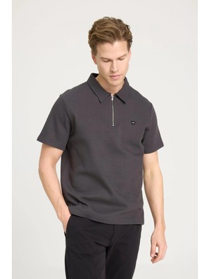Wrangler Siyah Erkek Polo T-Shirt W7Nq20528633W Fermuarlı Polo T-Shir