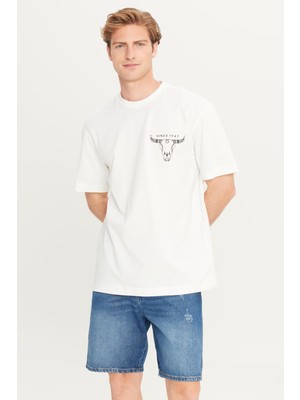 Wrangler Loose Fit Grafik Logo Beyaz Erkek Kısa Kol T-Shirt