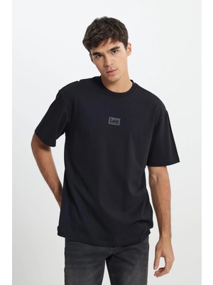 Lee Siyah Erkek T-Shirt L222001001 Bisiklet Yaka Tshirt