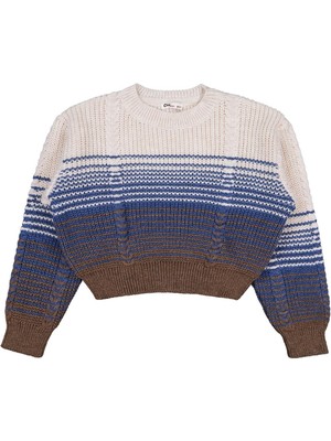 Civil Girls Kendinden Desenli 10-13 Yaş Kazak - Bej 12-13 Yaş