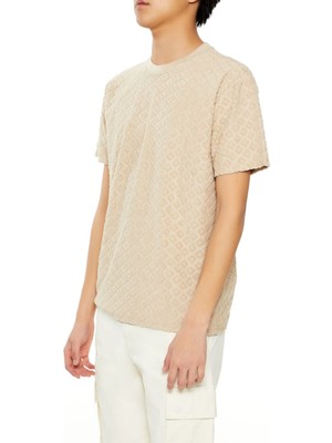 F21 Kadife Dokulu Geometrik Desenli Tişört