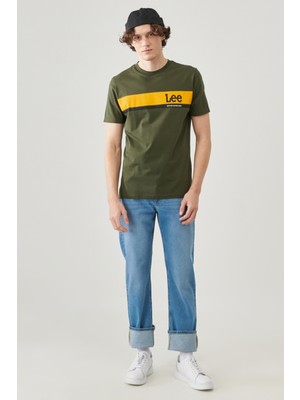 Lee Regular Fit Normal Kesim %100 Pamuk Bisiklet Yaka Sarı Tişört