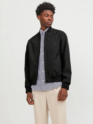 Jack & Jones Jprccıllusıon Bomber Ceket Erkek Spor Stil Cepli Modern Tasarım Siyah