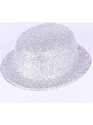 Aydogan's Gümüş Renk Yuvarlak Simli Plastik Parti Şapkası