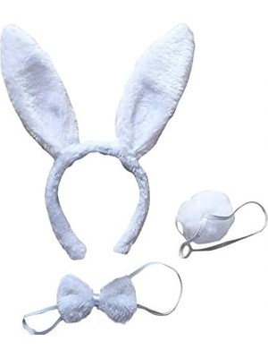 Aydogan's Tavşan Kostüm Seti Taç Papyon Kuyruk Beyaz Renk