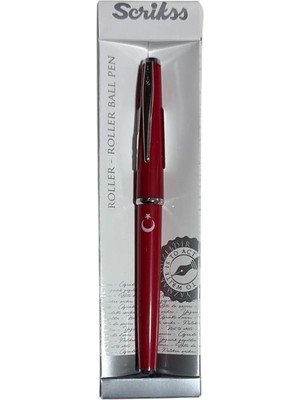 Scrikss Scrıkss 33 Roller Kalem Şeffaf Kutulu Ay Yıldız Baskılı Kırmızı