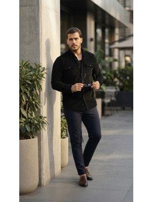 Buğrahayalin Erkek Kadife Desen Pamuklu Gömlek