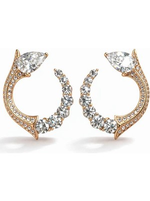 Leo'Stone Xuping Yılan Tasarım Full Zirkon Taşlı Kadın Çelik Küpe Altın