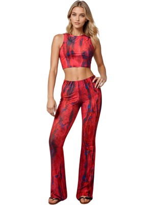 Neptune Marbling Alev Dalgası Ispanyol Paça Pantolon