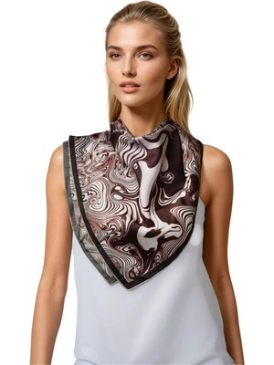 Neptune Marbling Gece Labirent Kare Eşarp