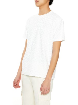 F21 Kadife Dokulu Geometrik Desenli Tişört