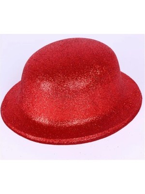 Aydogan's Kırmızı Renk Yuvarlak Simli Plastik Parti Şapkası