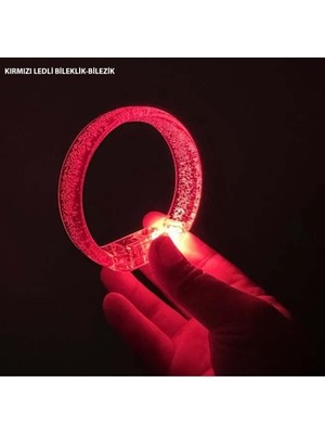 Ett Kırmızı LED Işıklı Baskı Yapılabilen Pilli Bileklik Bilezik 1,5 cm Genişlik Dinç Store - 0