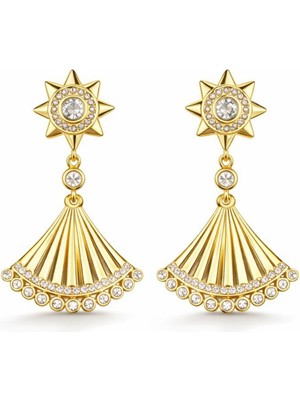 Leo'Stone Yelpaze Tasarım Xuping 14K Altın Kaplama Kadın Çelik Küpe Altın