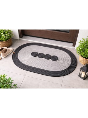 Mtg Jüt Tasarım 4 Halkalı Oval Paspas Jüt Halattan Kapı Önü Lavabo Önü Banyo Paspası