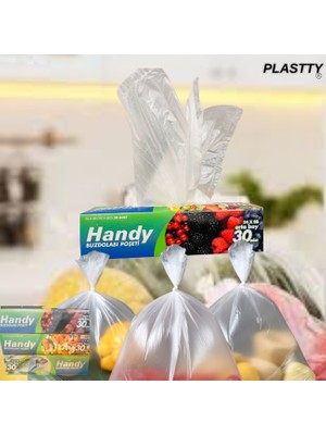Handy Plastty 90 Adet Buzdolabı Poşeti Orta Boy 3'lü Fırsat Paket 90 Adet Orta Boy Şeffaf