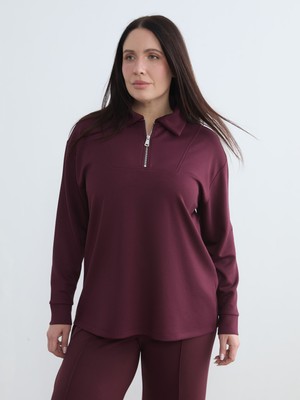 Soulife Polo Yaka Kadın Fermuarlı Sweatshirt