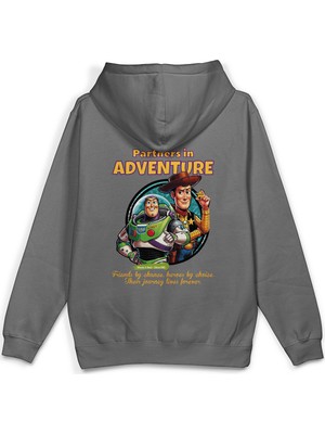 Overoz Toy Story Sırt Baskılı Kapüşonlu Yarı Oversize Unisex Sweatshirt Hoodie 1391