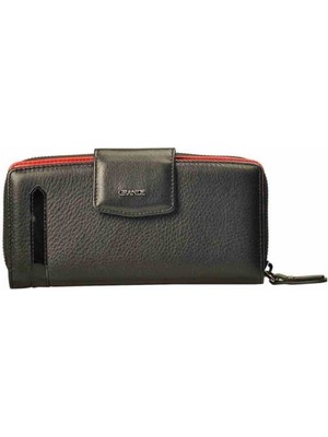 Grande Hakiki Deri Kadın Cüzdan Siyah 2714