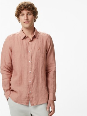 Nautica Erkek Bej Regular Fit Keten Gömlek W65104T.6PR