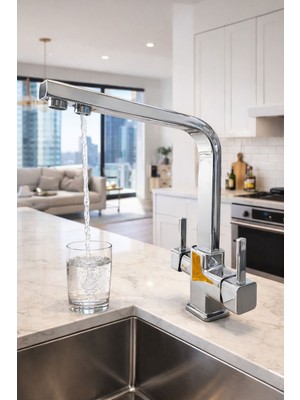 Akçay Su Arıtmalı Kare Lüx Mutfak Evye Bataryası