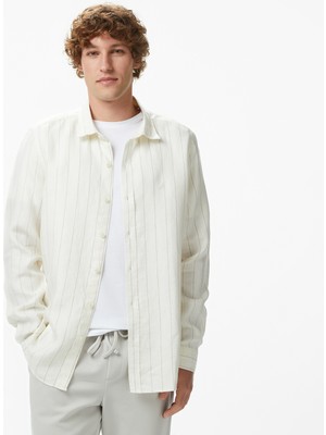 Nautica Erkek Krem Regular Fit Çizgili Gömlek W65421T.1MA