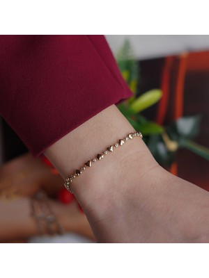 İzgi Taşlı Kalpler Bileklik