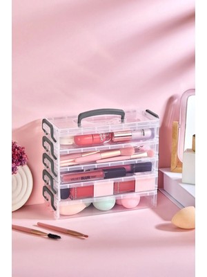 Bayev Wish 5 Katlı Kapaklı Makyaj Organizeri - Kozmetik Oje Fırça Düzenleyici Saklama Kutusu