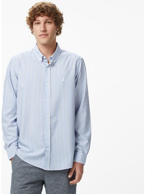 Nautica Erkek Mavi Regular Fit Çizgili Gömlek W65445T.4FS
