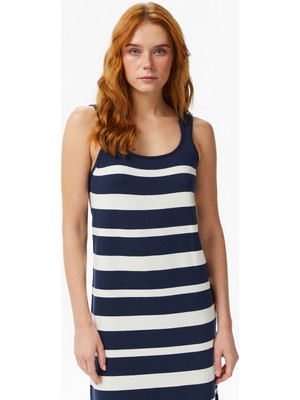 Nautica Kadın Lacivert Regular Fit Kolsuz Çizgili Triko Elbise 65D760T.4VN