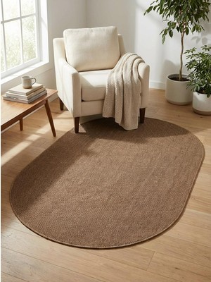 Saraz Halı OVAL 0604 Düz Dokuma Sisal Halı Jüt Tabanlı Hasır Kesme Halı Leke Tutmaz Antialerjik