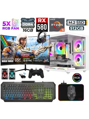 Xaser River X60 Ryzen 5 5500 16GB Ram 512GB M.2 Nvme SSD 8gb RX580 23.8" 180Hz Oyuncu Tavsiye Sistem