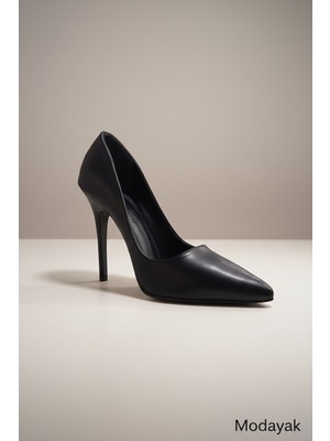 Modayak Zarif Siyah Ince Topuk Sivri Burun Sivri&yüksek Topuklu Ayakkabı