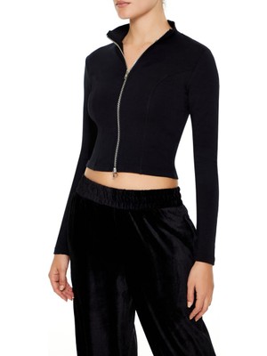 F21 Çift Fermuarlı Crop Ceket