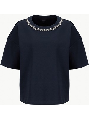 Fabrika Bisiklet Yaka Düz Lacivert Kadın T-Shirt F6SL-TST0133