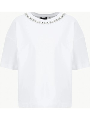 Fabrika Bisiklet Yaka Düz Beyaz Kadın T-Shirt F6SL-TST0133