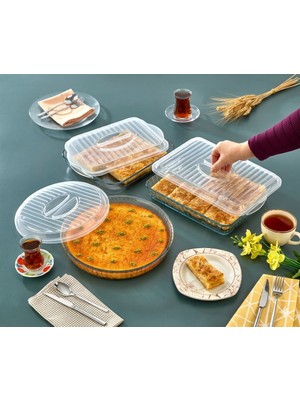 Hanım Ev 3'lü Set Plastik Yuvarlak+ Kare+ Dikdörtgen Borcam Kapağı Dayanıklı ve Kolay Temizlenebilir