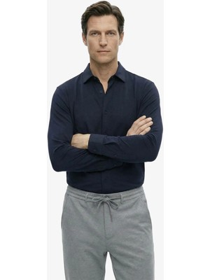 Fabrika Slim Fit Alttan Britli Yaka Düz Siyah Erkek Gömlek F6SM-GML 2606