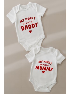 Lilabio %100 Organik Pamuk 2li Baskılı Kısa Kollu Bebek Body-Mummy/daddy