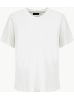 Fabrika Bisiklet Yaka Düz Kırık Beyaz Kadın T-Shirt F6SL-TST0349