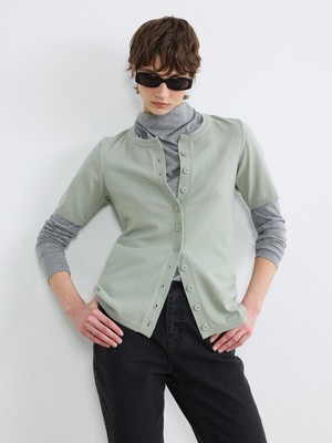 Soulife Bisiklet Yaka Soft Touch Kadın Triko Hırka