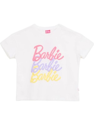 Barbie Baskılı Ekru Kız Çocuk T-Shirt BRB6SG-TST6430