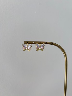 Marsel Özel Seri Kelebek Açık Renkli Taşlı Xp Klipsli Gold Küpe