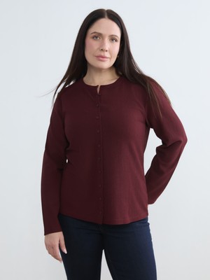 Soulife Büyük Beden Bisiklet Yaka Kadın Hırka