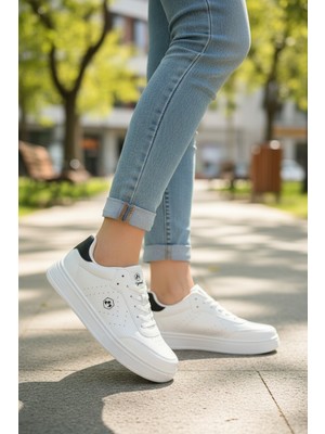Enoch Kadın Spor Ayakkabı Amblem Detaylı ve Ortopedik Düz Tabanlı Casual Sneaker